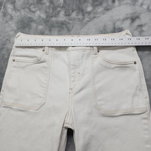 Happily Grey High Rise Flare Leg Denim Jeans Size 9/29 Cream Stretch Pockets - Picture 8 of 12